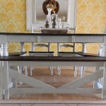 two tone stain dining room table walnut stain blue glazed paint