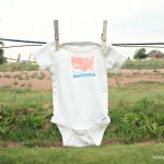 Made in America onesie made using wax paper Lolly Jane
