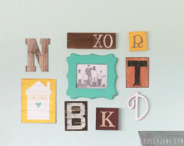 monogram gallery wall #decoratingwithpictures #gallerywall