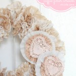 Valentine Coffee Filter Wreath via lollyjane.com #valentinesday #craft #wreath