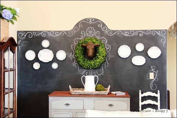 Furniture-ology chalkboard wall via The Scoop link party