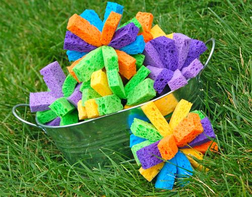 Sponge bombs! Just tie rubber bands around sponges #summerboredombuster