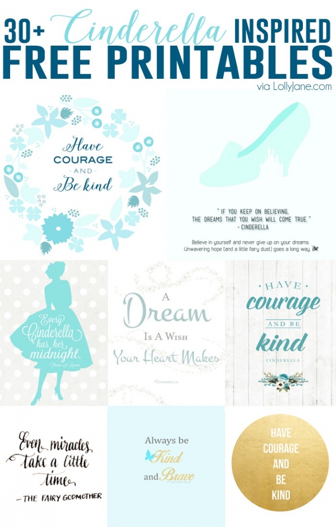 30+ FREE Cinderella inspired printables » Lolly Jane