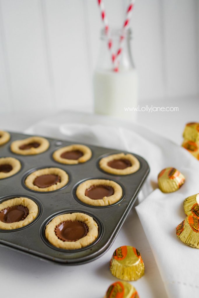  Mini Reese's Peanut Butter Cookie Cups. A family favorite and SO yummy! Love this easy mini Reeses peanut butter cup cookie recipe! Fast cookies are the best for quick dessert ideas!
