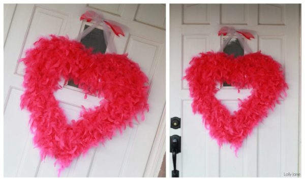 Valentines Day feather boa wreathh