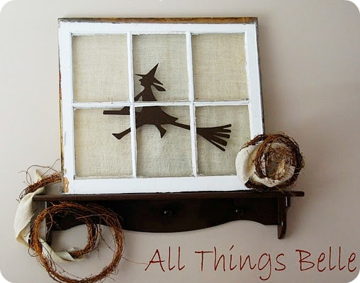 rustic window pane turned Halloween decor