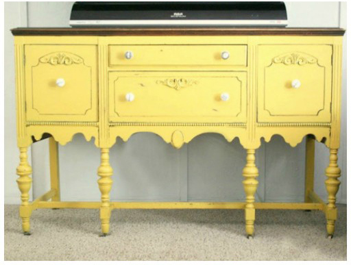 yellow buffet table