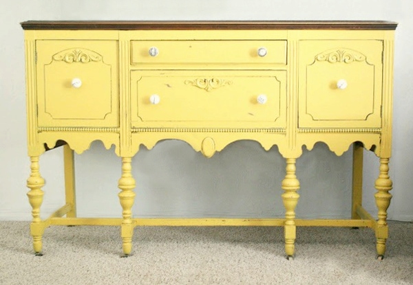 yellow buffet table