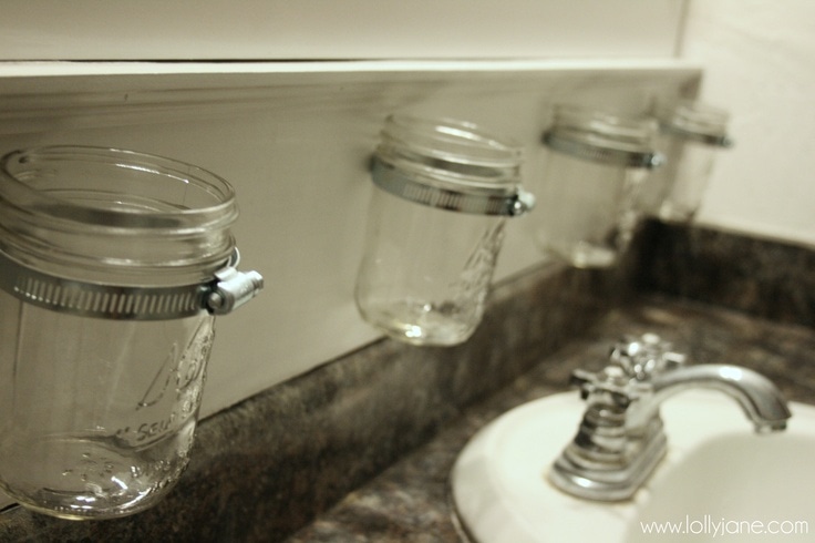 DIY Mason Jar Bathroom Storage