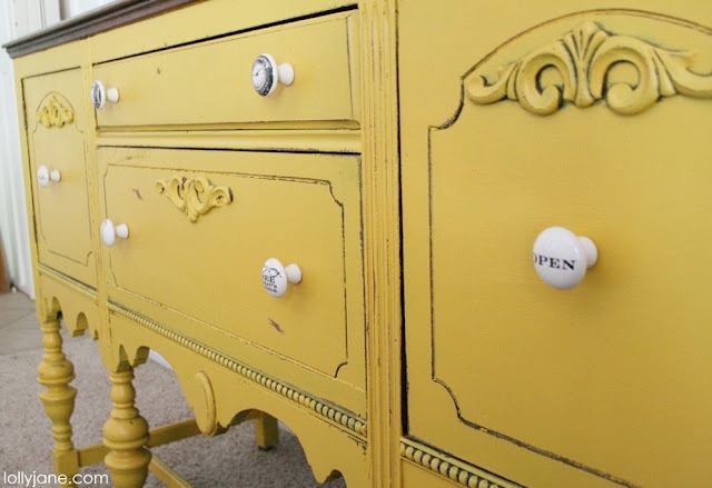 yellow buffet table