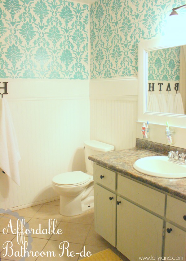 Stenciled bathroom sneak peek