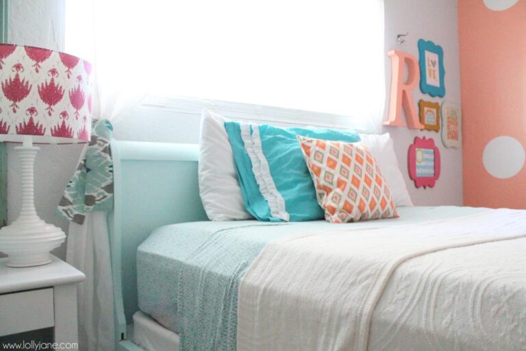 coral tween girl bedroom