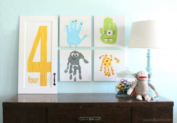 kids hand print artwork