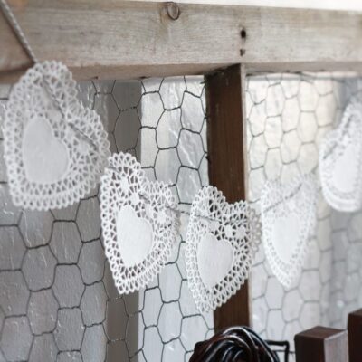 Doily Heart Bakers Twine Bunting