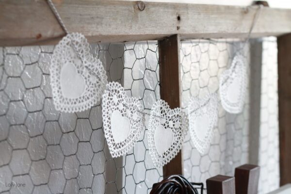 Doily Heart Bakers Twine Bunting |via Lolly Jane.com