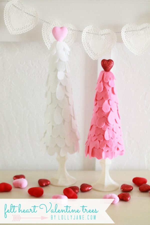 Heart felt Valentine Trees by Lolly Jane #valentinesdaydecor