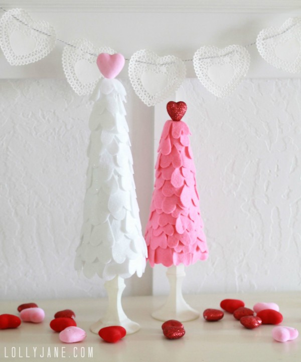 Heart felt Valentine Trees by Lolly Jane #valentinesdaydecor