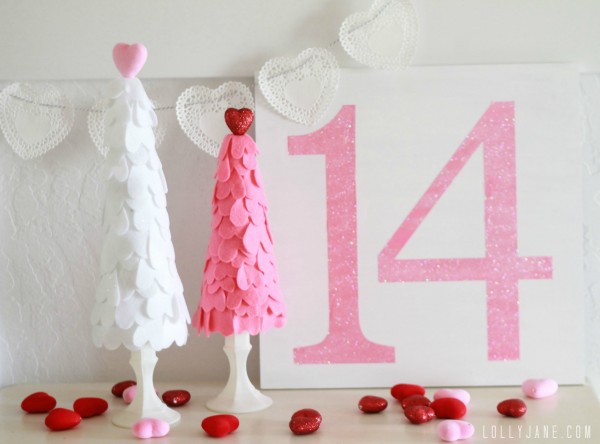 Heart felt Valentine Trees by Lolly Jane #valentinesdaydecor