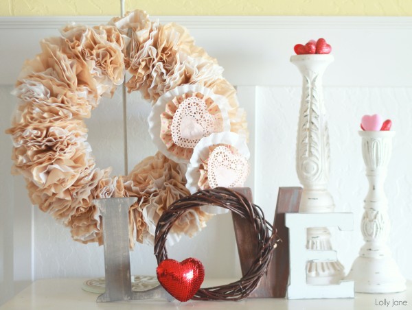 Valentine Coffee Filter Wreath