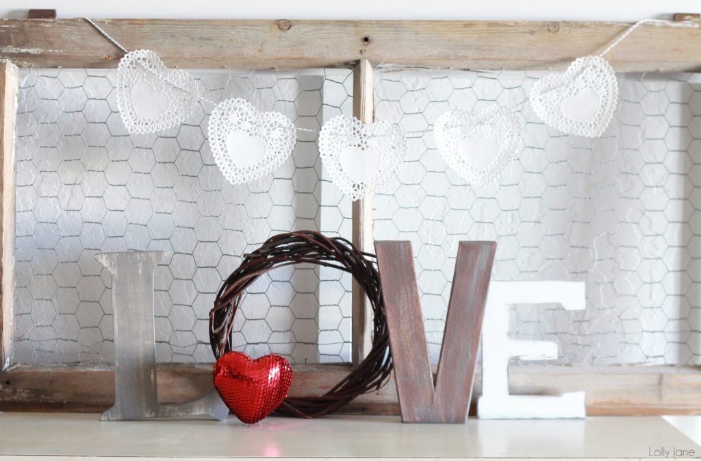 valentines day love letters mantel decor