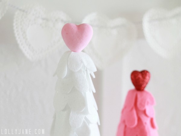 Heart felt Valentine trees by Lolly Jane #valentinesdaydecor
