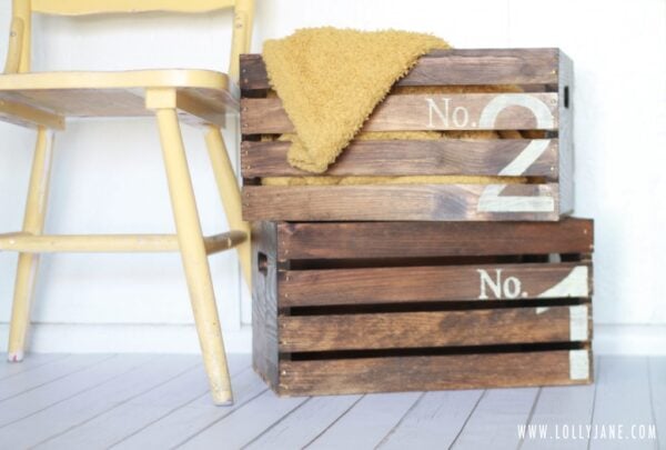 How to create vintage numbered crates by Lolly Jane