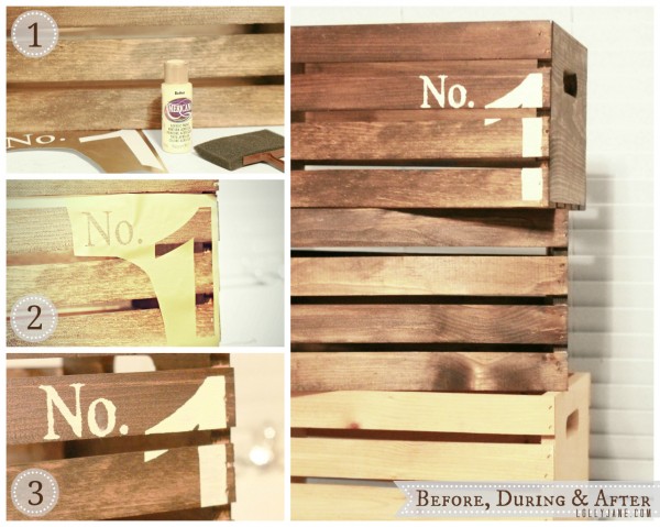 How to make vintage numbered crates by LollyJane.com