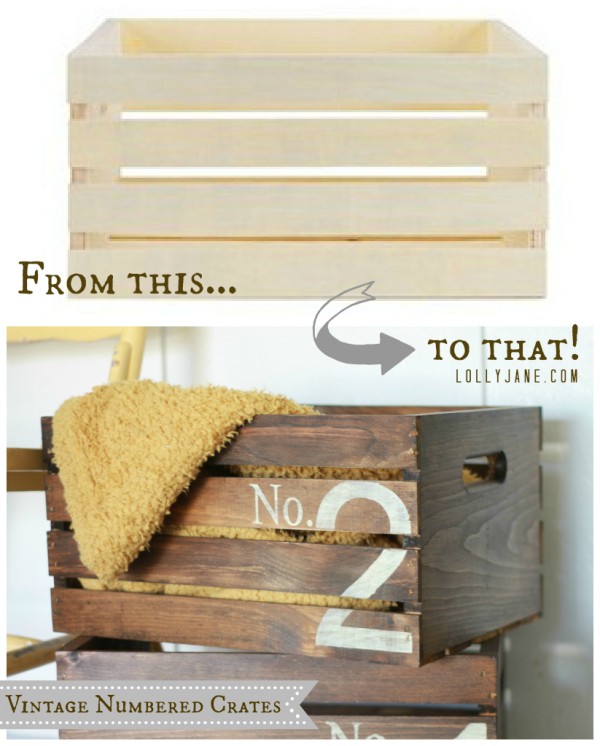 How to make vintage numbered crates by LollyJane.com