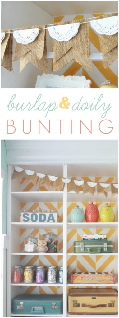 burlap doily bunting