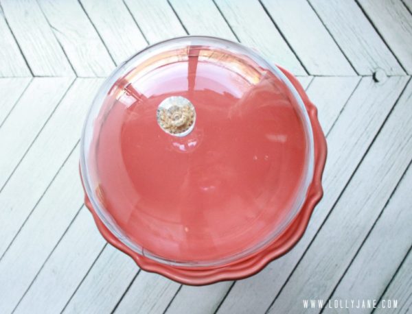 DIY cake stand dome knob handle by @LollyJaneBlog