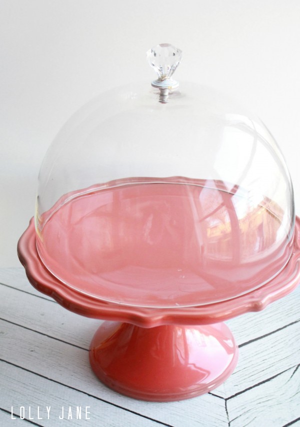 DIY cake stand dome knob handle by @LollyJaneBlog