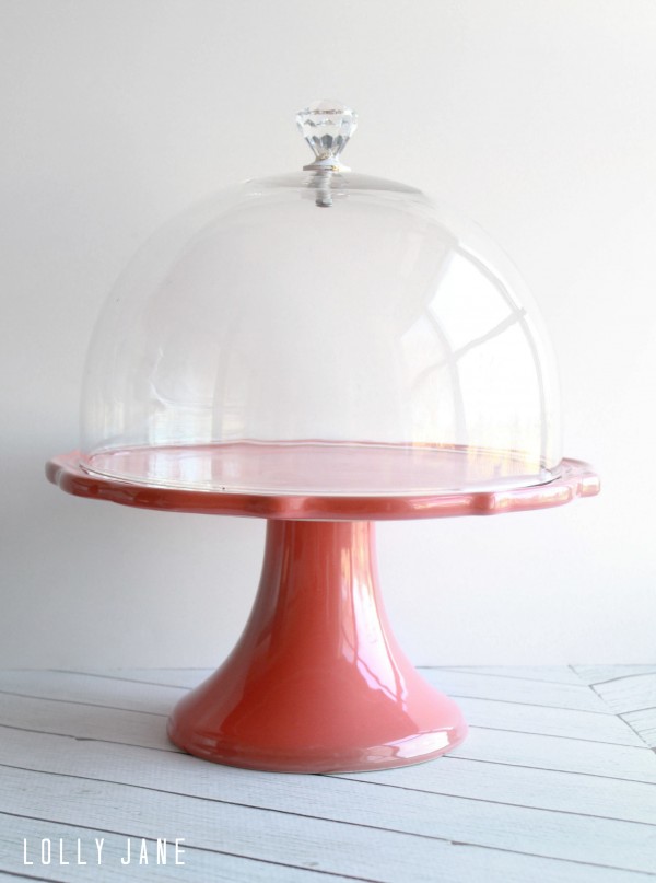 DIY cake stand dome knob handle by @LollyJaneBlog