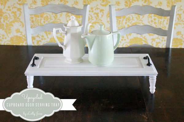 Upcycled cupboard door serving tray by LollyJane.com