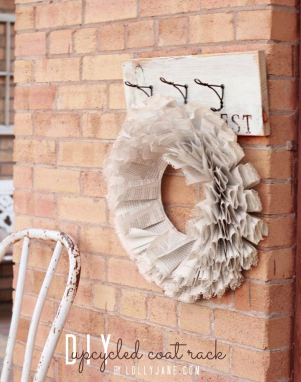 DIY Upcycled Coat Rack via lollyjane.com