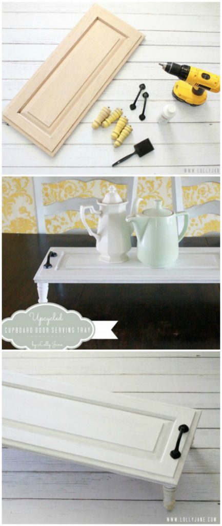 Turn a cupboard door in a serving tray!! 