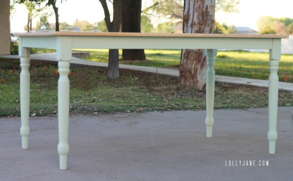 Mint farm house table using homemade chalkpaint #mintfarmhousetable #chalkpaint