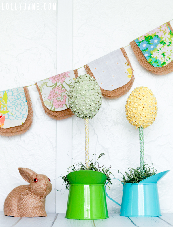 Bakers twine wrapped egg topiaries by www.lollyjane.com #spring #easter #homedecor