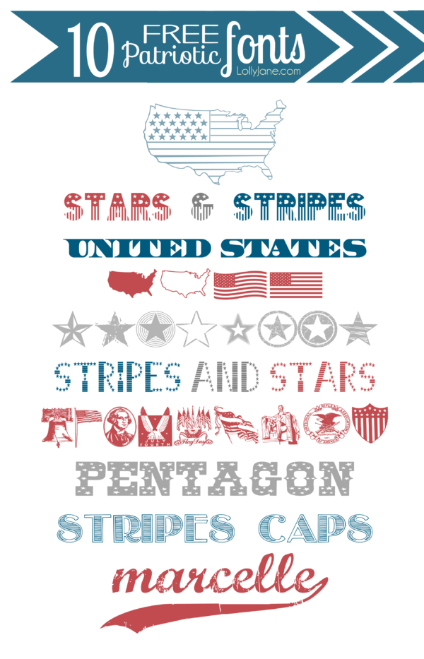 10 FREE patriotic (4th of July) fonts