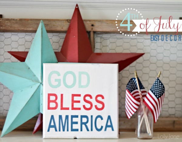 Easy 4th of July [GOD BLESS AMERICA] sign 