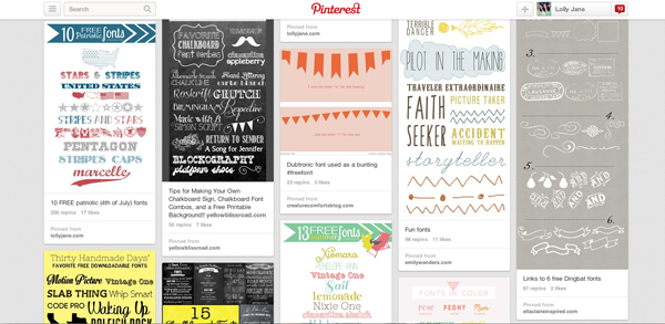 Pinterest Board "font love" via LollyJane