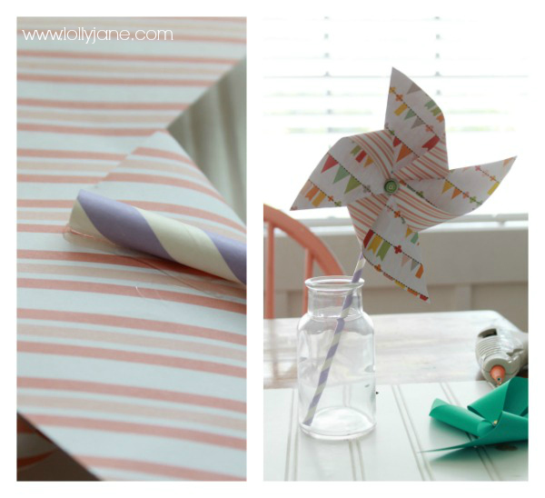 How to make paper pinwheels for summer decor #paperpinwheel #summer