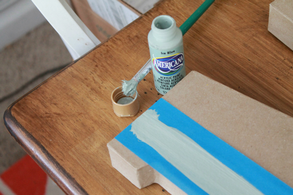 Step one: Paint monogram in Ice Blue Americana paint.