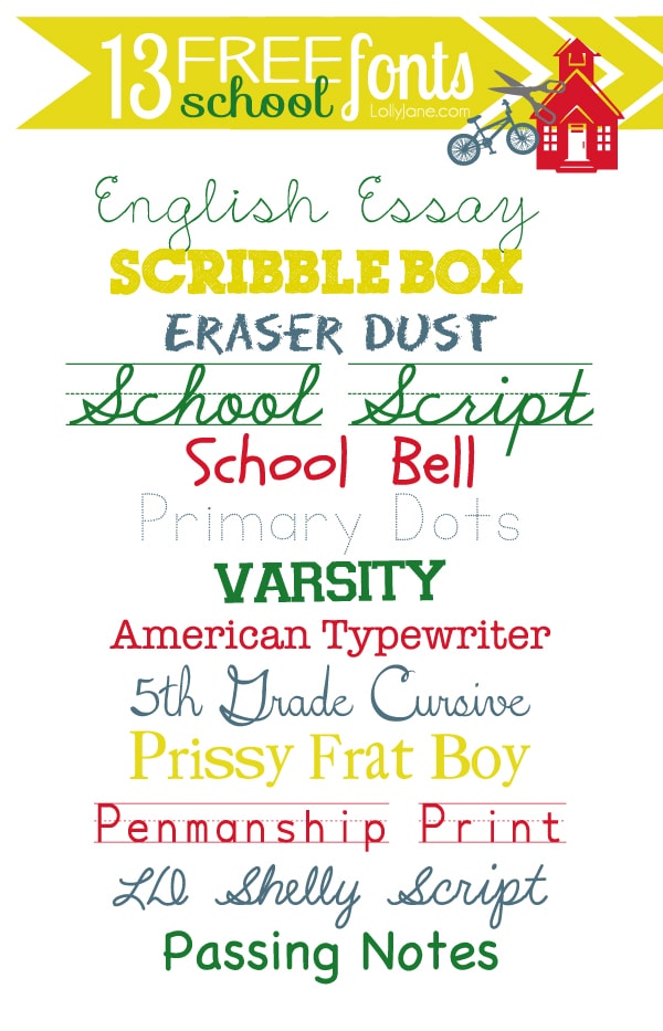 13 free school fonts