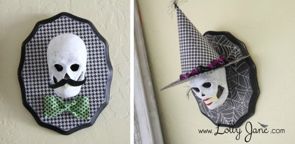 DIY Halloween skull plaques