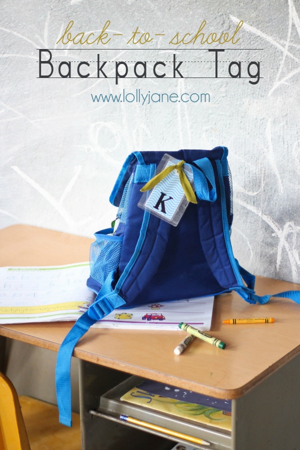 back to school DIY backpack tag