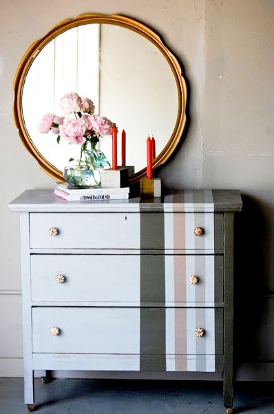 Lovely distressed striped dresser