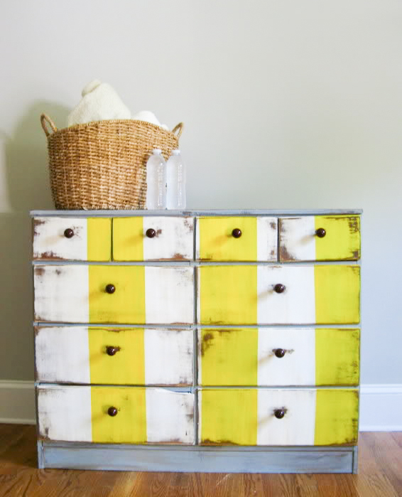 Yellow striped dresser