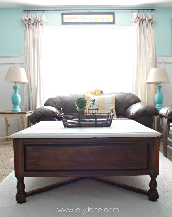 A colorful end table makeover with gel stain and glaze - Green