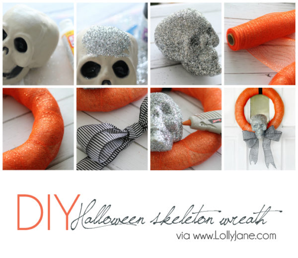 cute DIY Halloween skeleton wreath