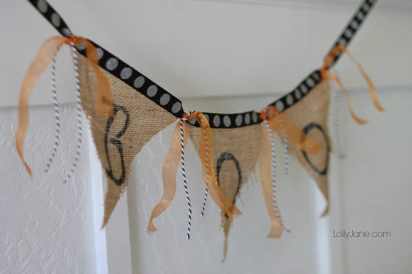 Halloween BOO burlap bunting, easy tutorial!